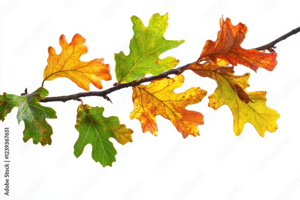 custom made wallpaper toronto digitalOak leaves on branch colorful foliage in autumn isolated on white background
