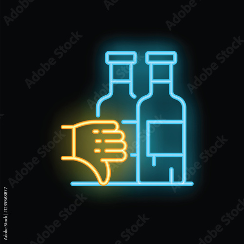 Neon sign representing disapproval of alcohol consumption, symbolizing the fight against alcoholism
