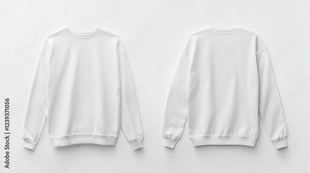 Fototapeta premium White Crewneck Sweatshirt Mockup, Front & Back