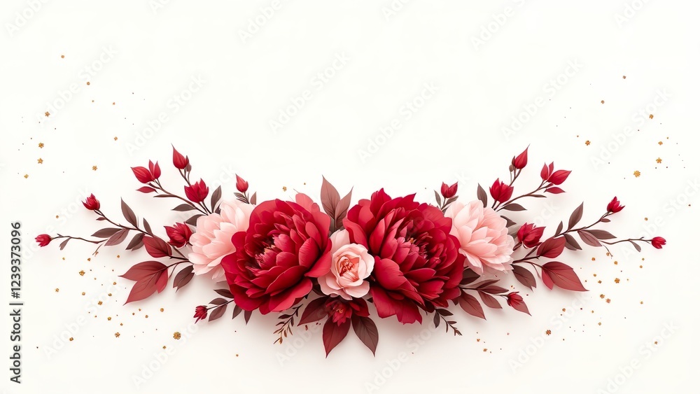 Red rose petals on white. Valentine's Day