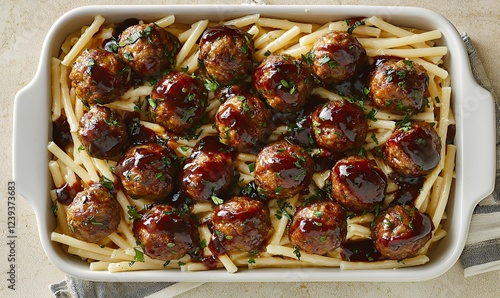 Savory Glazed Meatball Pasta Bake: A Warm and Appetising Dish