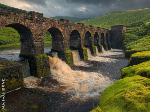 A haunting blend of dramatic nature and urban decay, perfectly captured in Lake Vyrnwy's stormy landscape photo