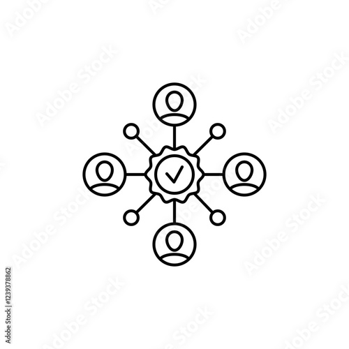 Outline Consensus Icon, represents consensus mechanism in blockchain (such as Proof of Work, Proof of Stake).