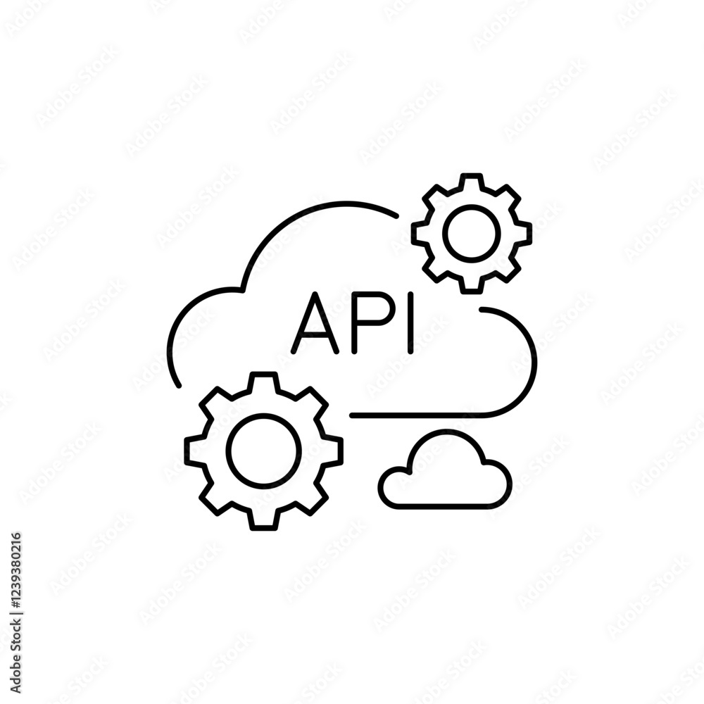 Outline API Icon to interact with blockchain.
