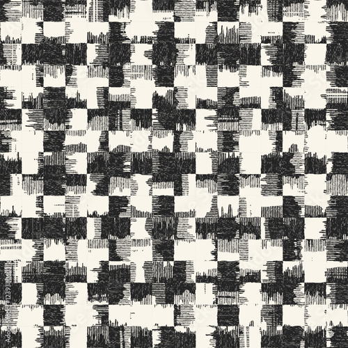 Monochrome Grain Broken Graphic Tile Check Pattern