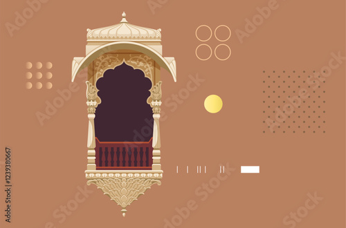 Citywalk - Traditional Rajasthani Window - Stock Illustration