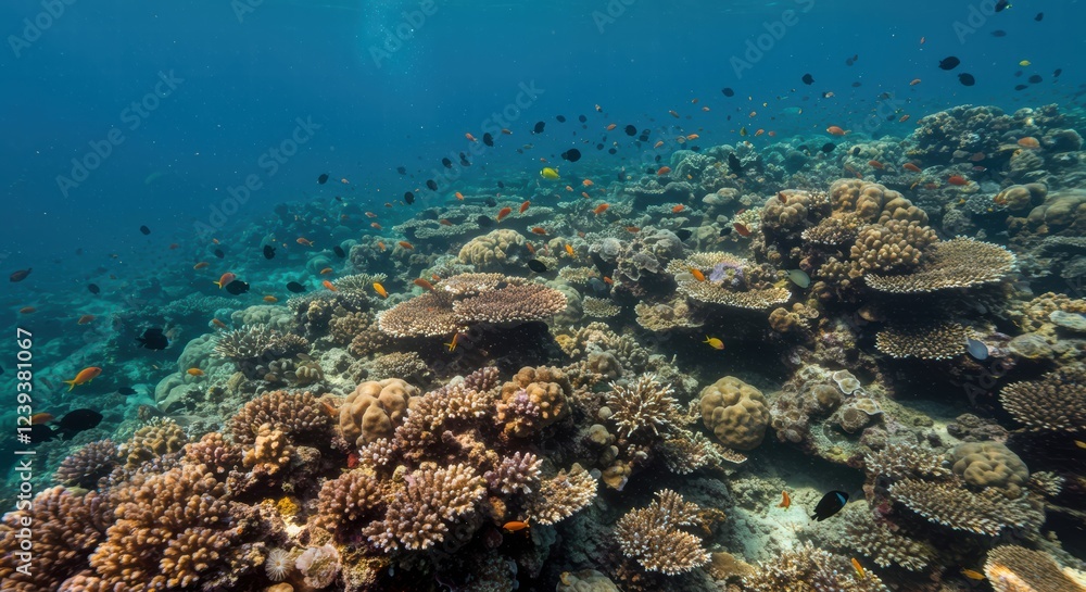 Fototapeta premium Vibrant Coral Reef with Colorful Fish