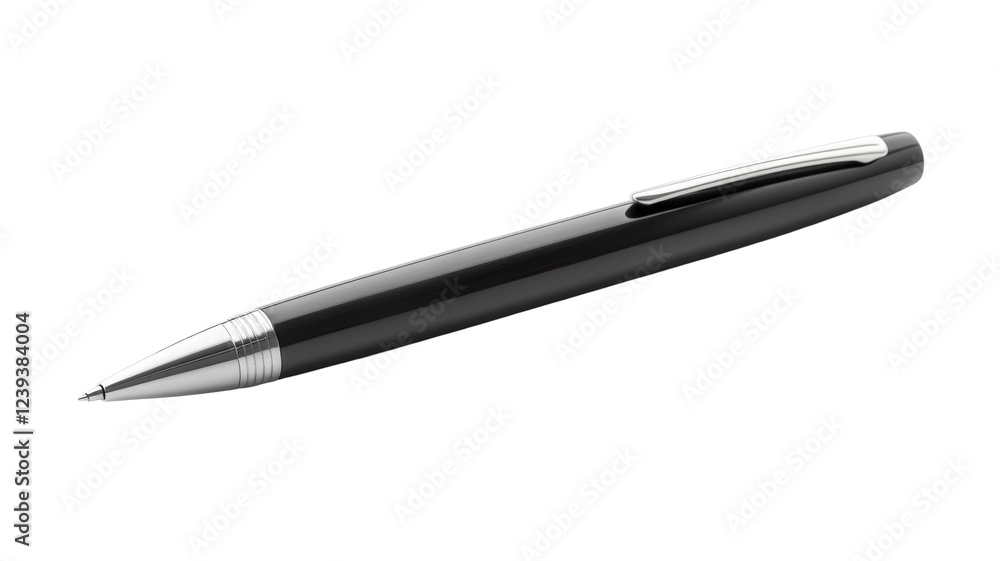 Isolated Elegant Black Metal Ballpoint Pen Isolated Elegant Black Metal Ballpoint Pen