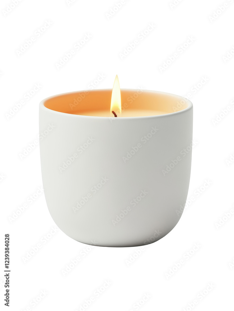 Isolated White Candle in a Minimalist Glass Isolated White Candle in a Minimalist Glass