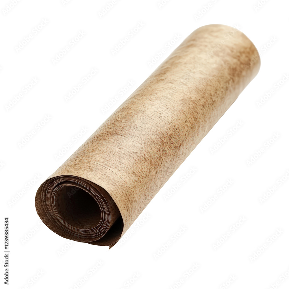 Isolated Rolled Up Brown Paper Scroll Isolated Rolled Up Brown Paper Scroll