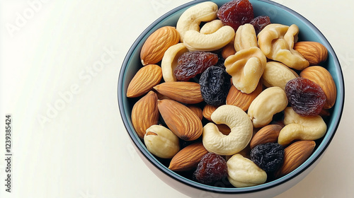 bowl of mixed nuts and dried fruit photo