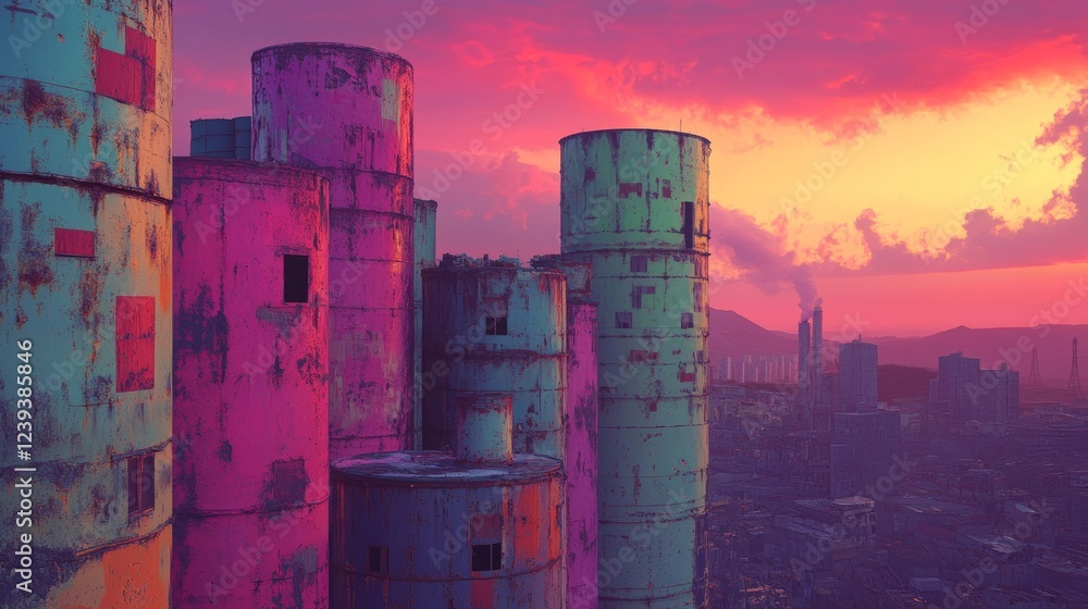 Fototapeta premium A breathtaking panoramic view is revealed as bungee jumpers plunge from Orlando Towers in Soweto