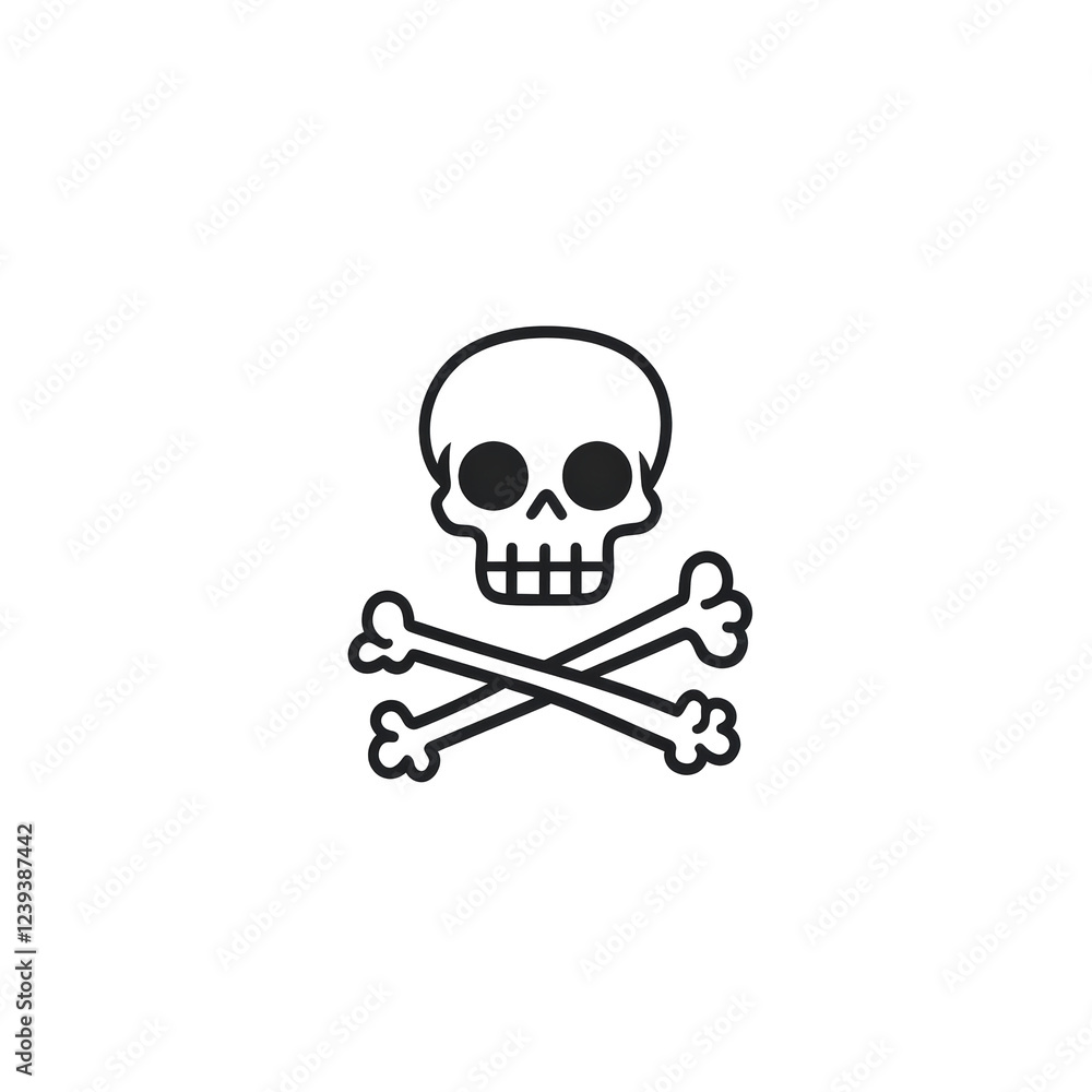 Isolated Skull and Crossbones Icon, Danger Symbol Isolated Skull and Crossbones Icon, Danger Symbol