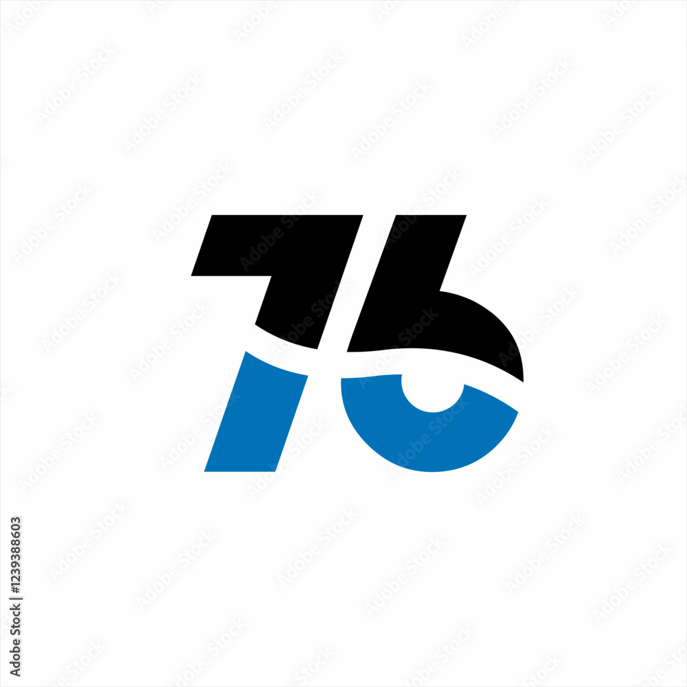 Number 76 logo design with wave concept. Number 76 logo design with wave concept.
