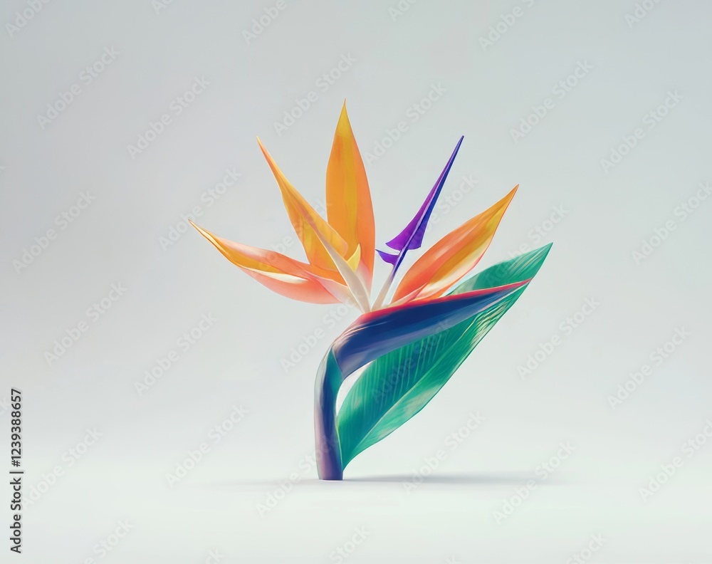 Obraz premium A close-up of a crane flower, also known as bird of paradise (Strelitzia reginae), isolated on a white background.