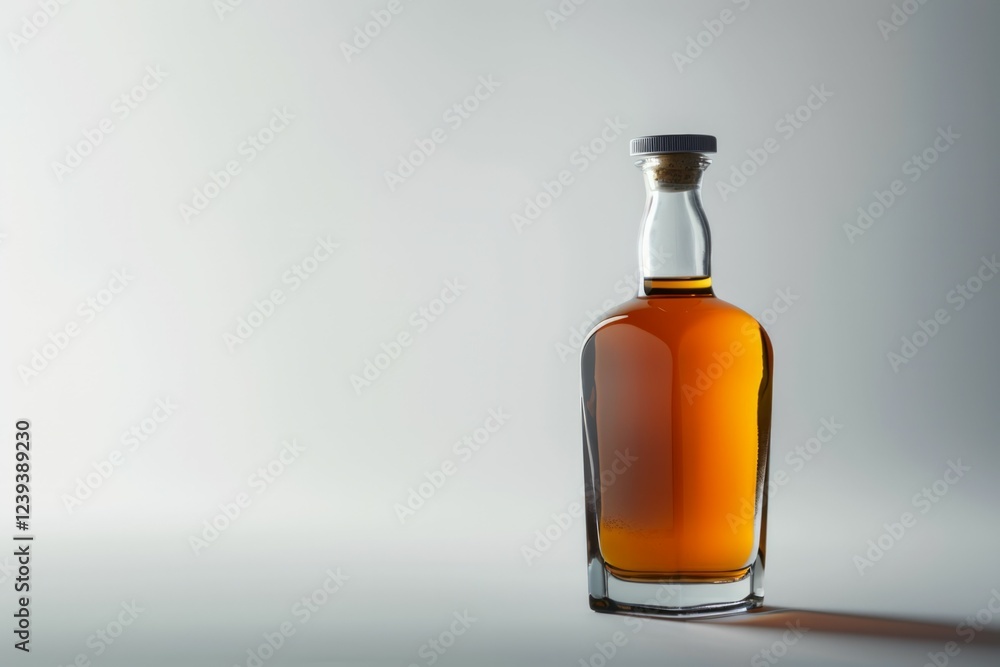 Whisky alcohol glass bottle on table with a white background. High definition photo Whisky alcohol glass bottle on table with a white background. High definition photo