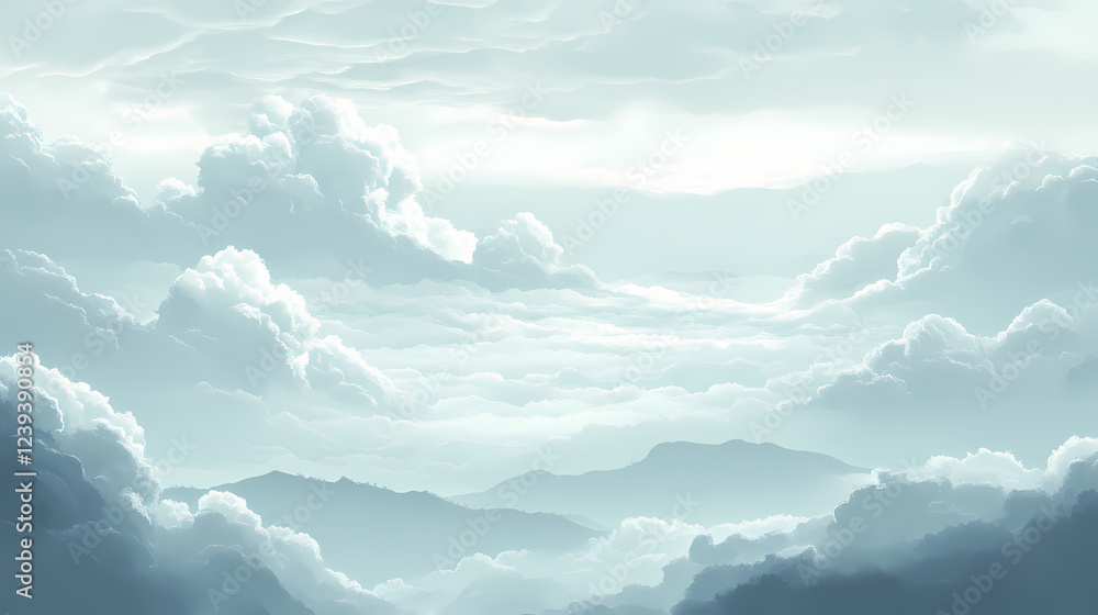 A vast expanse of grey clouds stretches across the sky, overcast clouds, misty landscape, weather forecast. Weather Conditions. Illustration A vast expanse of grey clouds stretches across the sky, overcast clouds, misty landscape, weather forecast. Weather Conditions. Illustration