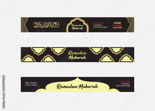 3 Style Version Ramadan YouTube Banner Design Template photo