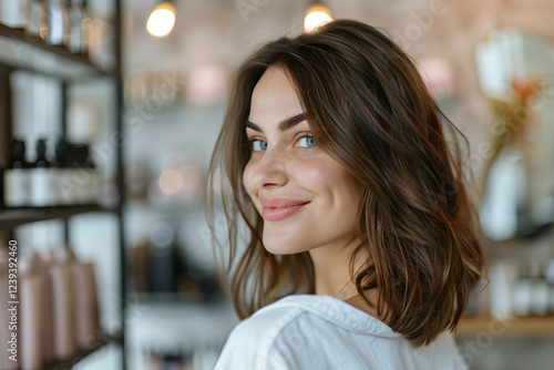 A hairstylist creating a beautiful new hairstyle for a woman in a beauty salon setting  generative ai