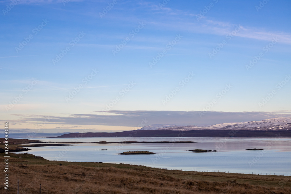 Fototapeta premium Fjord of Atlantic ocean and mountains, Iceland