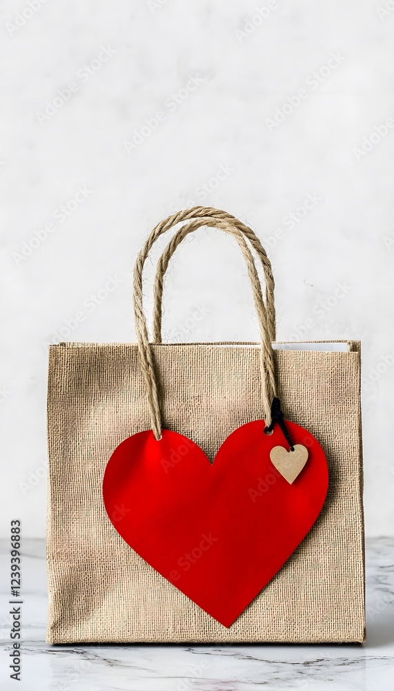 Rustic Eco-Friendly Bag with Heart Design for Gift Giving Rustic Eco-Friendly Bag with Heart Design for Gift Giving