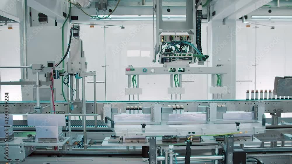 A robotic arm operates in a hightech facility, demonstrating the future of automation in manufacturing A robotic arm operates in a hightech facility, demonstrating the future of automation in manufacturing