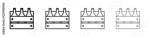 beer bottles in basket icon Flat illustration sign