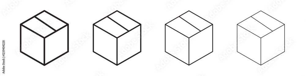 Box icon Flat illustration sign Box icon Flat illustration sign
