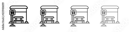 Bus stop stand icon Flat illustration sign