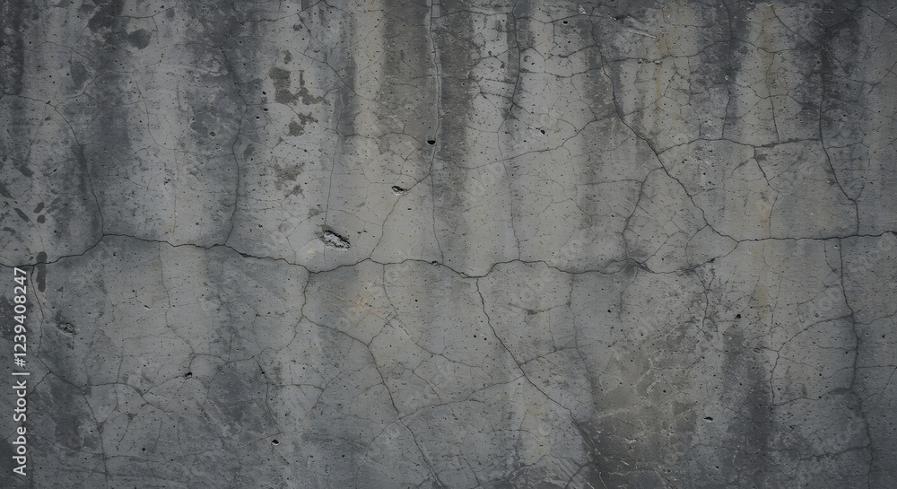 Obraz premium Rough concrete wall with subtle cracks and a mix of light and dark gray tones