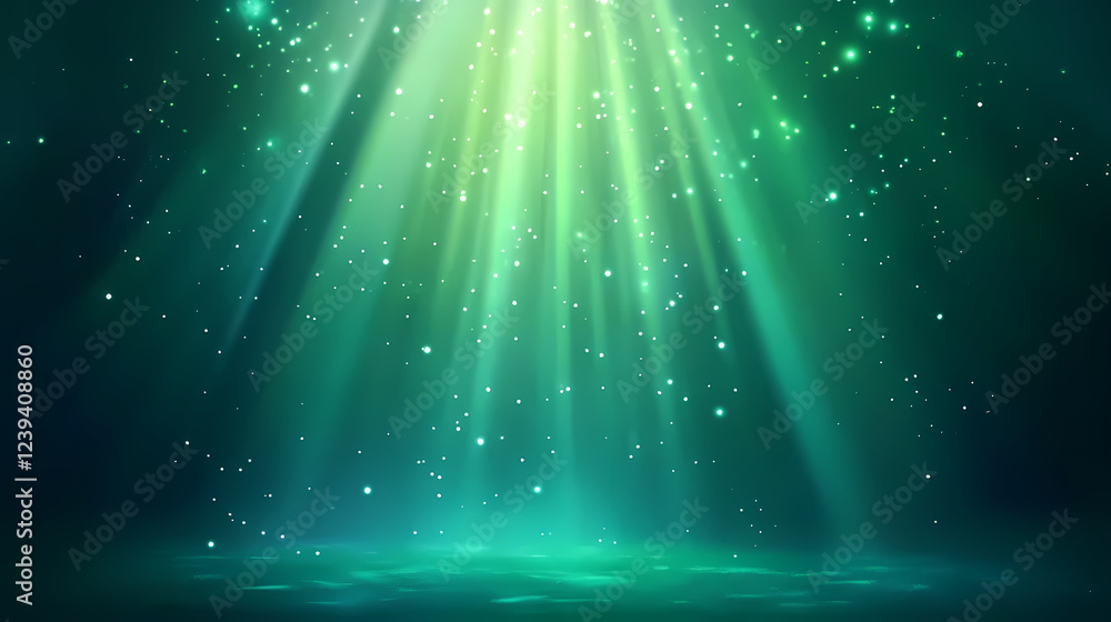 Bright green light beam creating lens flare effects in a dark setting. Light Source. Illustration Bright green light beam creating lens flare effects in a dark setting. Light Source. Illustration