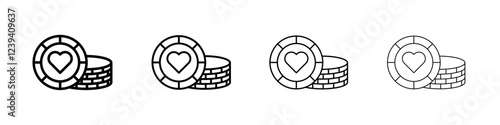 Casino chips icon linear logo isolated