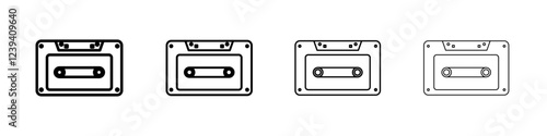 Cassette tape icon linear logo isolated