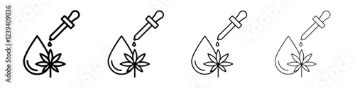 CBD oil drop icon linear logo isolated
