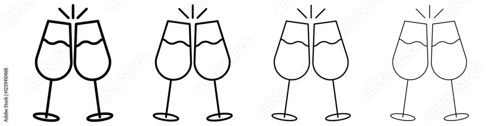 Champagne toast icon linear logo isolated Champagne toast icon linear logo isolated