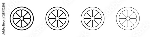 Citrus, lemon, lime, orange, tangerine slice icon linear logo isolated