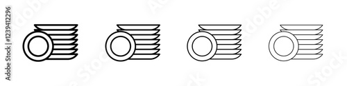 Clean stack plates icon linear logo isolated