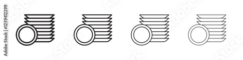 Clean stack plates icon linear logo isolated
