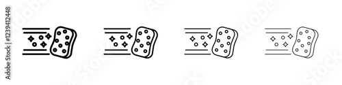 Cleaning sponge icon linear logo isolated