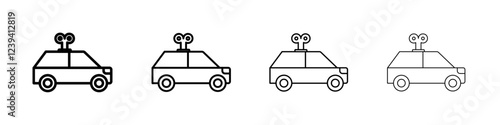 Clockwork car toy icon linear logo isolated