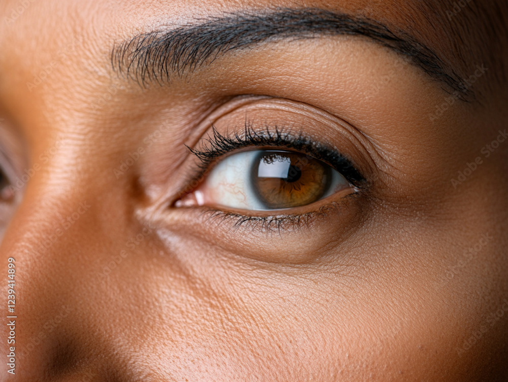 Close-up of a woman's expressive brown eye Close-up of a woman's expressive brown eye