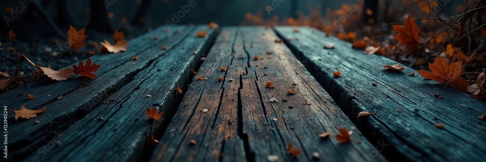 Fototapeta premium Dark, weathered wood planks, spooky Halloween vibe, illustration, blank