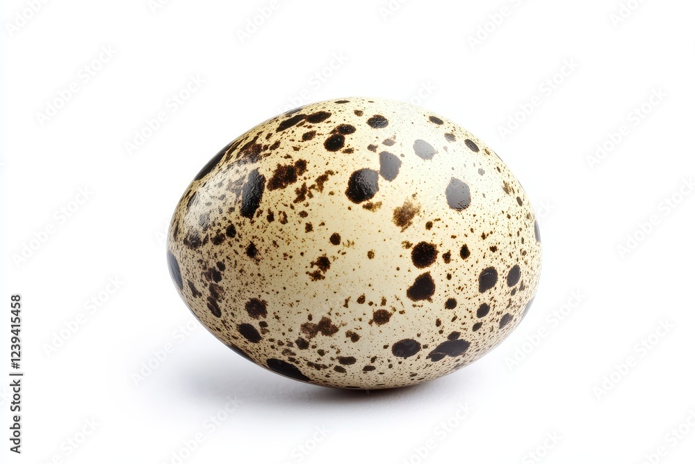 Isolated quail egg boiled or fresh upright on white backdrop Spotty egg with shadow Healthy food idea Isolated quail egg boiled or fresh upright on white backdrop Spotty egg with shadow Healthy food idea