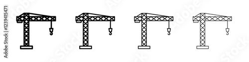 Construction crane icon linear logo isolated