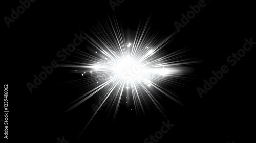 Wallpaper Mural A bright light source with radiating rays and lens flare on a black background. Light Source. Illustration Torontodigital.ca