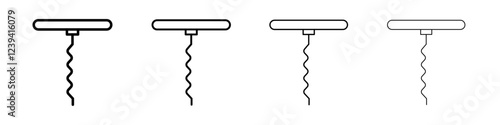 Corkscrew opener icon linear logo isolated