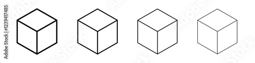 Cube icon linear logo isolated