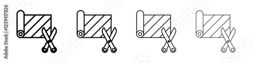 Cut roll of fabric icon linear logo isolated