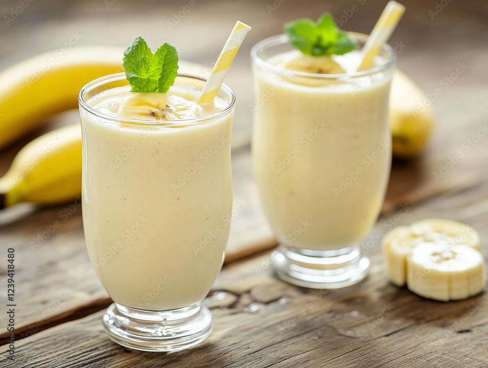 Deux smoothie de bananes Deux smoothie de bananes