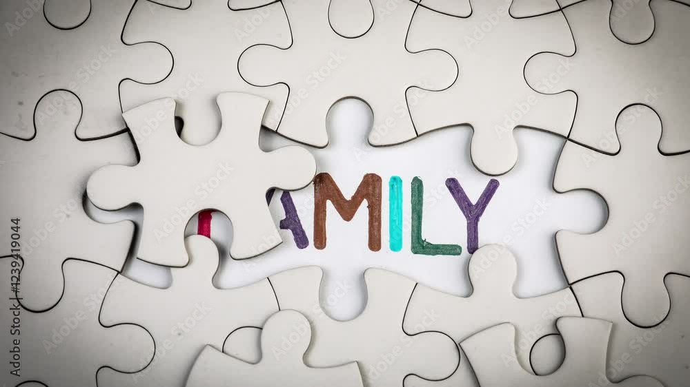 Family. Revealing the word by removing the puzzle pieces. Stop motion, 4K
Family. Revealing the word by removing the puzzle pieces. Stop motion, 4K